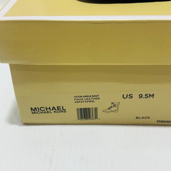 Michael Kors Tatum US 9.5M Combat Boots Black Faux Leather Ankle Zip NIB $225 - Picture 12 of 13